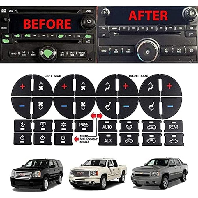 Mactoom Ac Dash Button Stickers Repair Kit For 20072015 Gm Gmc Chevy Tahoe Chevrolet 20092012 Buick Vehicle2Pcs - Image 3