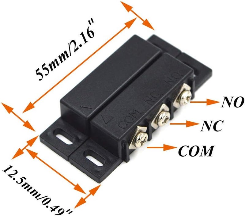 SpzcdZa 2Sets Magnetic Reed Switch Normally Open Closed NC NO Door Alarm Window Security/Magnetic Door Switch/Magnetic Contact Switch/Reed Switch for GPS,Alarm or Other Device,DC 5V 12V 24V Light - Image 2