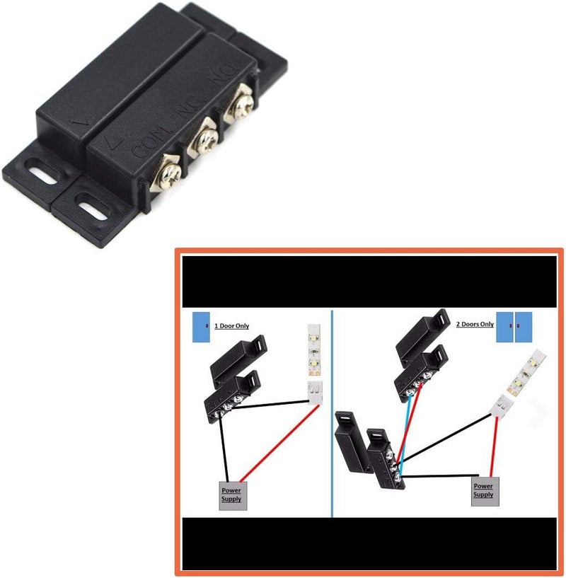 SpzcdZa 2Sets Magnetic Reed Switch Normally Open Closed NC NO Door Alarm Window Security/Magnetic Door Switch/Magnetic Contact Switch/Reed Switch for GPS,Alarm or Other Device,DC 5V 12V 24V Light - Image 5