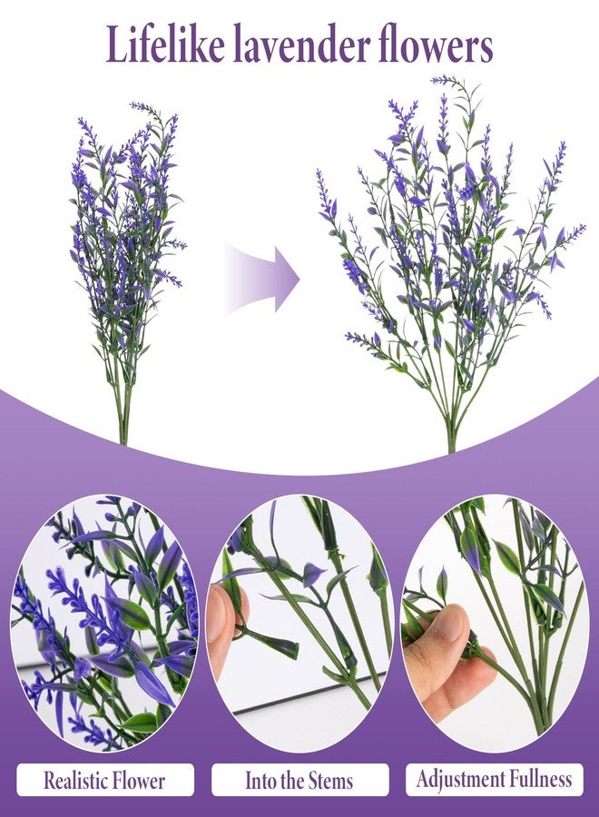 RAINFLOW Artificial Lavender Flowers - 7 Pcs Artificial Flowers for Outdoors Faux Lavender Plants Uv Resistant Plastic Purple Fake Flower for Outside Indoor Porch Patio Window Planter Bouquet Decor - Image 3