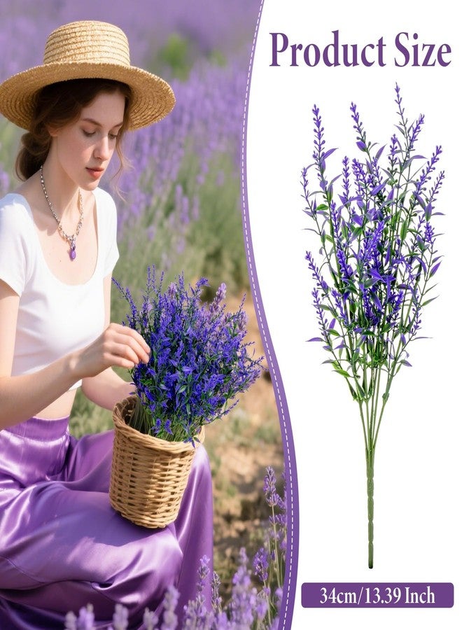 RAINFLOW Artificial Lavender Flowers - 7 Pcs Artificial Flowers for Outdoors Faux Lavender Plants Uv Resistant Plastic Purple Fake Flower for Outside Indoor Porch Patio Window Planter Bouquet Decor - Image 2