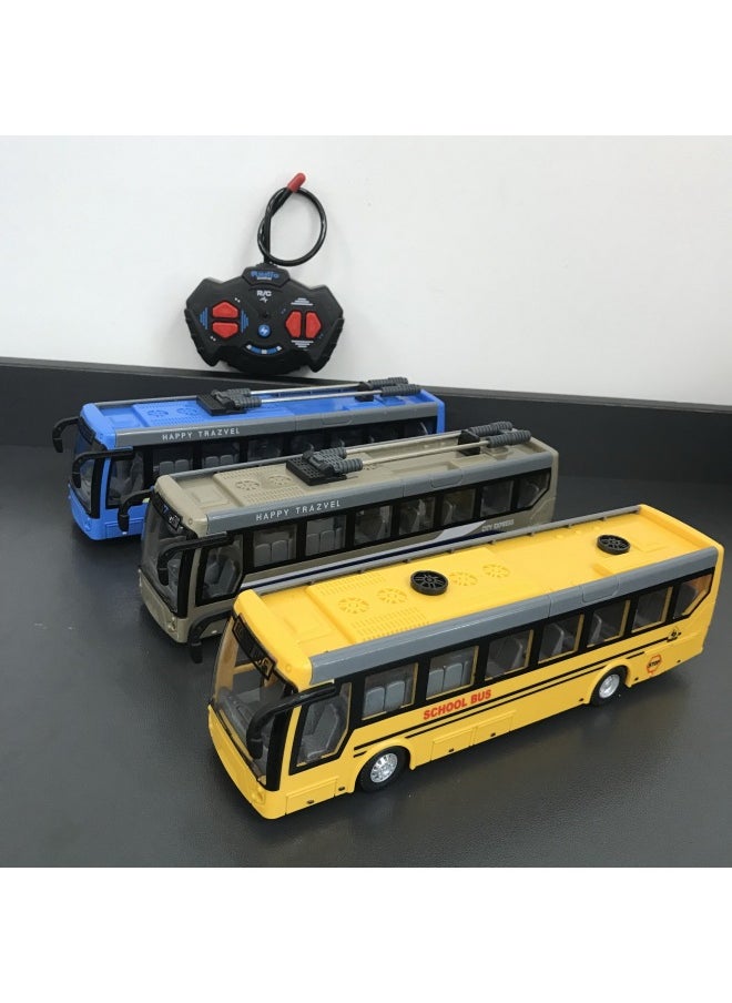 Generic Rechargeable Remote Control Bus Toy Car School Bus Tourist Sightseeing Model Children's Play Vehicle-Color:2068-4 Double Section Blue Four-way Remote Control Double-section Blue Bus-Proportion:Package Three: 1 Lithium Battery 1 Charging Line 1 Remote Control Battery  - Image 5