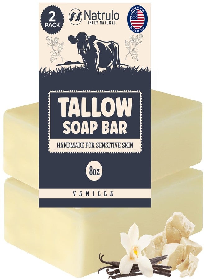 Natrulo Beef Tallow Soap Bar - All Natural Grass Fed Tallow Soap Vanilla - Moisturizing Face & Body Wash Great for Eczema, Dry, Itchy, Sensitive Skin - Handcrafted Bath Soap for Adults, Kids, Made in USA - Image 1