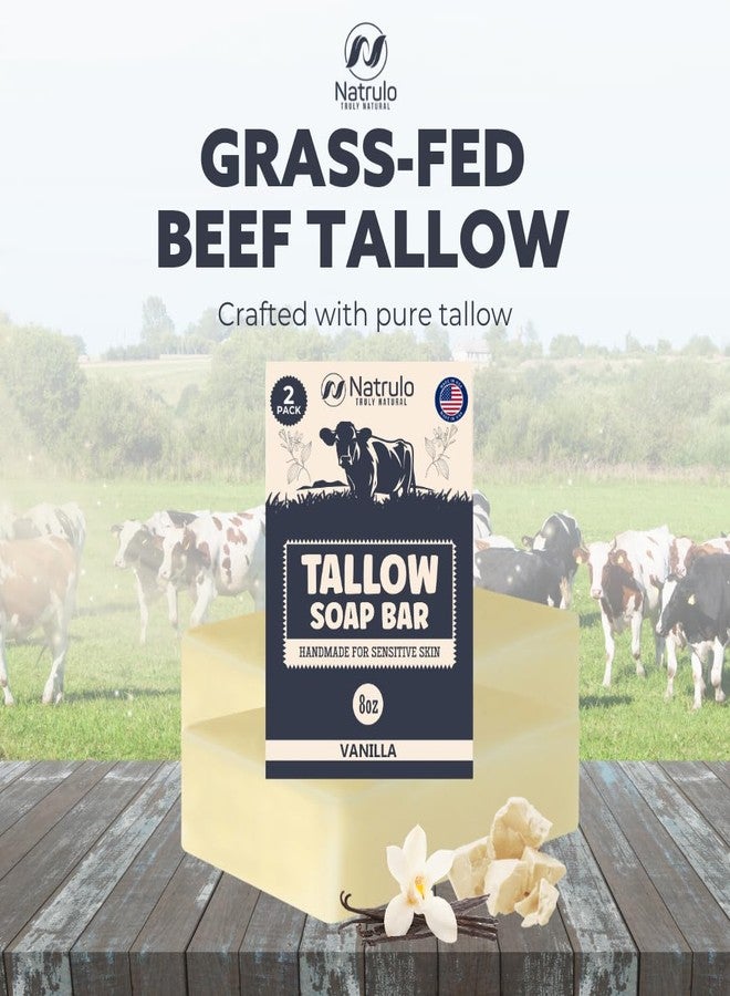 Natrulo Beef Tallow Soap Bar - All Natural Grass Fed Tallow Soap Vanilla - Moisturizing Face & Body Wash Great for Eczema, Dry, Itchy, Sensitive Skin - Handcrafted Bath Soap for Adults, Kids, Made in USA - Image 2