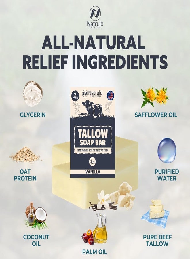 Natrulo Beef Tallow Soap Bar - All Natural Grass Fed Tallow Soap Vanilla - Moisturizing Face & Body Wash Great for Eczema, Dry, Itchy, Sensitive Skin - Handcrafted Bath Soap for Adults, Kids, Made in USA - Image 5