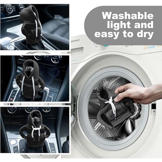 rayihni Gear Shift Hoodie Universal Car Shift Knob Cover Velvet Fabric Black - Image 5