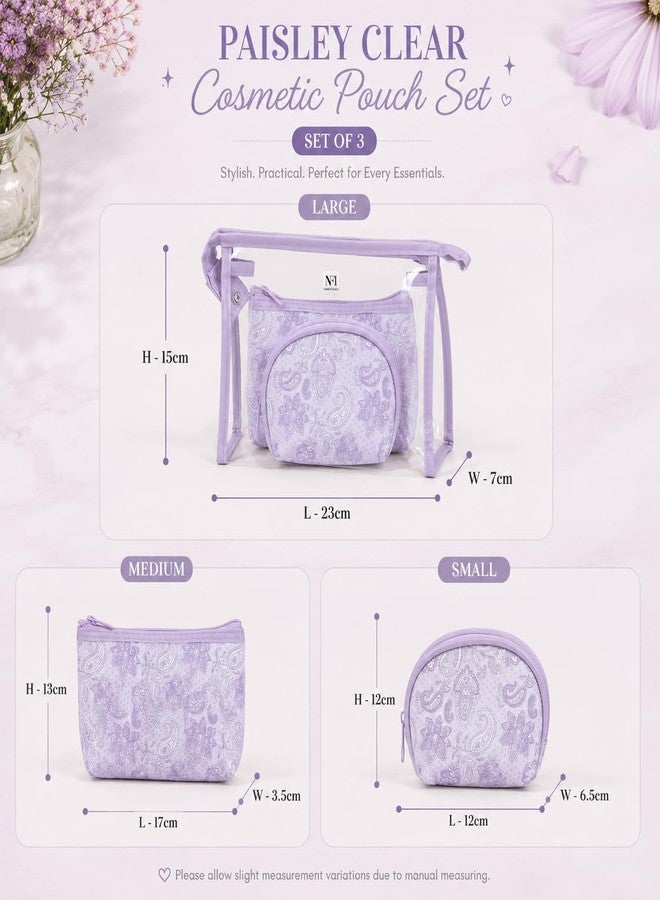 NFI essentials 3 Pcs. Cosmetic Pouch Makeup Pouch Vanity Bag Travel Organizer Toiletry Pouch for Women Zippered Pouch Set, Large, Medium, Small Makeup Bag - Image 4