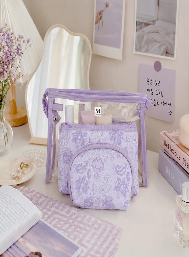 NFI essentials 3 Pcs. Cosmetic Pouch Makeup Pouch Vanity Bag Travel Organizer Toiletry Pouch for Women Zippered Pouch Set, Large, Medium, Small Makeup Bag - Image 3