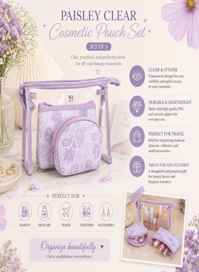 NFI essentials 3 Pcs. Cosmetic Pouch Makeup Pouch Vanity Bag Travel Organizer Toiletry Pouch for Women Zippered Pouch Set, Large, Medium, Small Makeup Bag - Image 5