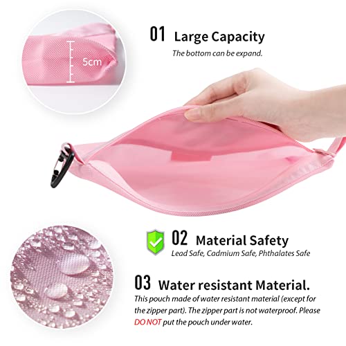 pack all Water-resistant Material Zipper Pouch, Mesh Zipper Bags for Storage, Travel, Office (Pink, Large) - Image 3