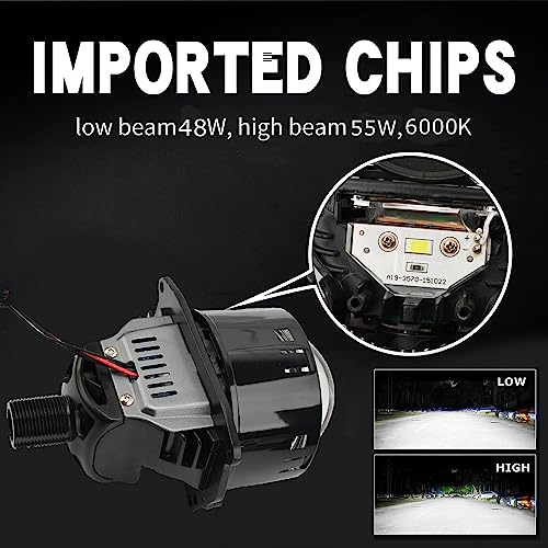 YUFANYA 3.0inch NHK Bi led Projector Lens with Dual Reflector Headlight Retrofit Kit-120W 26,000LM 6000K White Focus Beam Clear Cut Off Line fit Car Headlight - Image 2