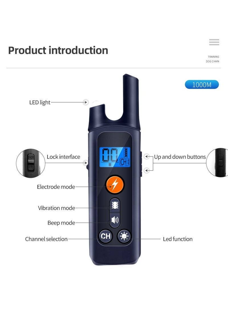 general 1000m Remote Control Electric Dog Training Collar Waterproof Rechargeable With Shock Vibration Sound Dog Products - Image 2