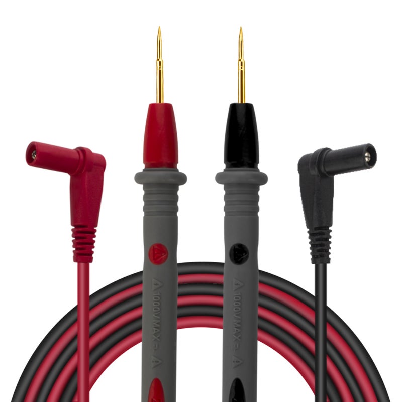 Electronic Test Leads: 2-Piece Red & Black, Tinned Copper Wire, Gold Plated Super Sharp Tips - High Temp & Voltage Resistant, Flexible Thick Wire Multimeter Leads for Electronic Repair & Multimeter Te - Image 1