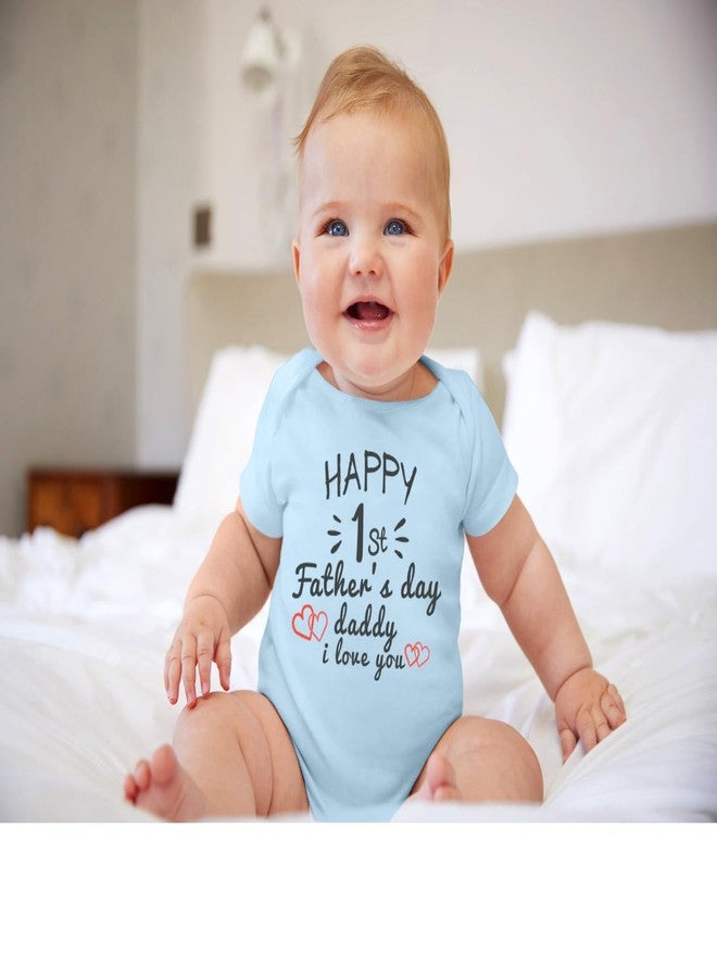 BesserBay Father Mother Day Girls Cotton Blue One Piece Short Sleeve Onesie Newborn Mommy's Outfit 9 Months - Image 2