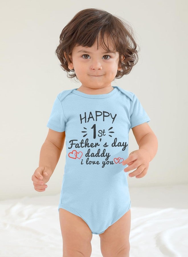 BesserBay Father Mother Day Girls Cotton Blue One Piece Short Sleeve Onesie Newborn Mommy's Outfit 9 Months - Image 3