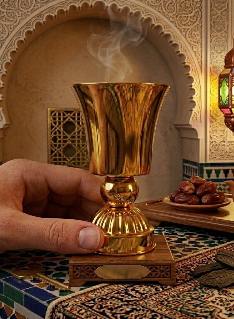 Elegant Metallic Chalice Incense Burner  Modern Decorative Bakhoor Holder - Image 3