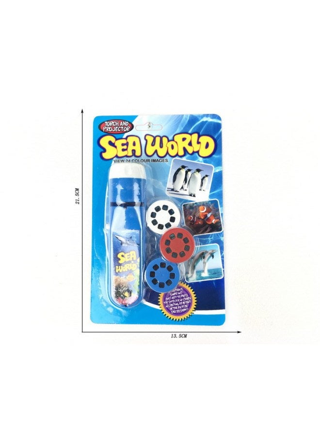 Hot Children's Projection Flashlight Baby Story Projector Slide Puzzle Early Education Toys-Color:Ocean Projection Flashlight  - Image 1