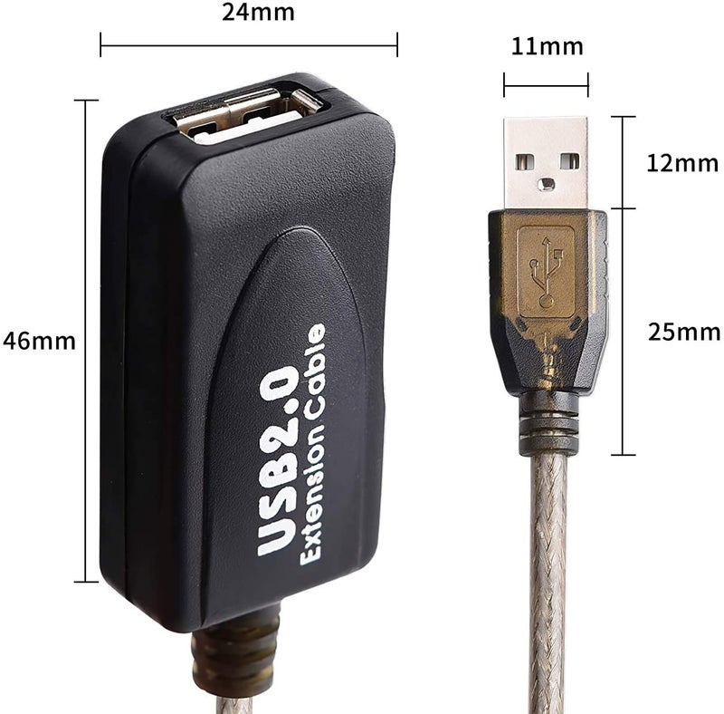 كابل تمديد نشط من USB 2.0 من نوع A ذكر إلى أنثى بطول 130 قدم، سرعة عالية 480 ميجابت في الثانية - Image 5