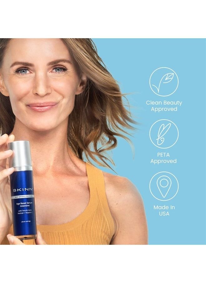 Skinn - Deep Wrinkle Facial Serum, Intensive Age Reset Serum - Anti Wrinkle Repair Face Serum - Hydrating & Plumping Anti Aging Serum Reduces Fine Lines - Ferulic Acid, Retinol, Vitamin C & NAD - Image 1