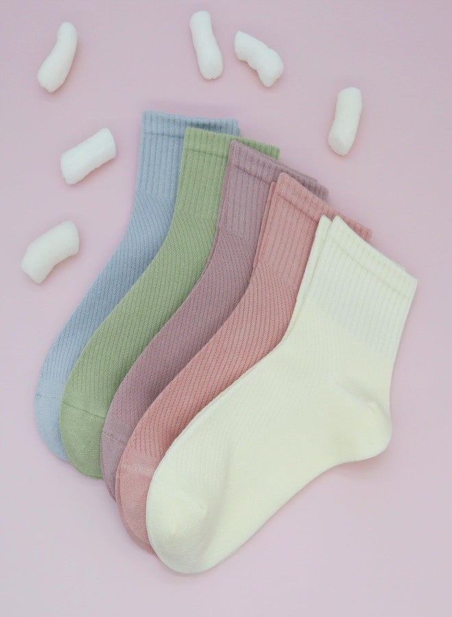 SERISIMPLE Women's Bamboo Viscose Above Ankle Thin Socks Quarter Mesh Design Breathable, Soft, Anti-Odor, Summer Casual 5 Pairs (US, Alpha, Large, Regular, Regular, Off-white) - Image 4