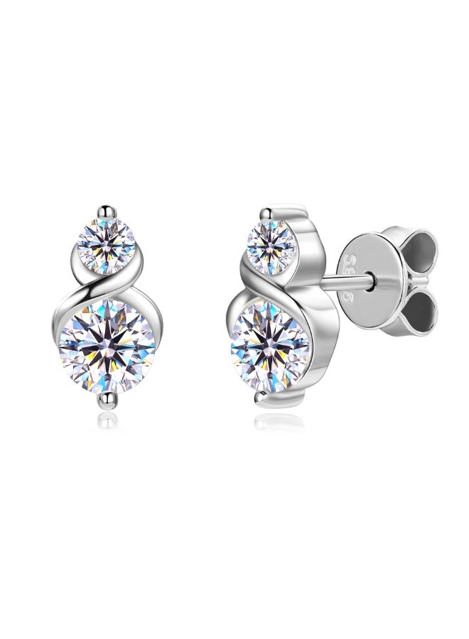 KUYING Eight Hearts And Eight Arrows Mosang Diamond Earstuds 