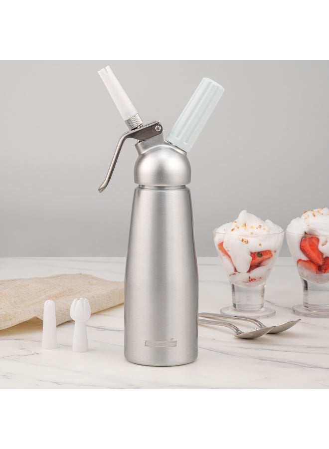 Restaurantware Whip Tek 0.5 Liter Whipped Cream Dispenser, 1 Durable Whipped Cream Maker - Cartridges Sold Separately, 3 Decorator Tips Included, Aluminum Whipped Cream Canister, Professional, - Image 3