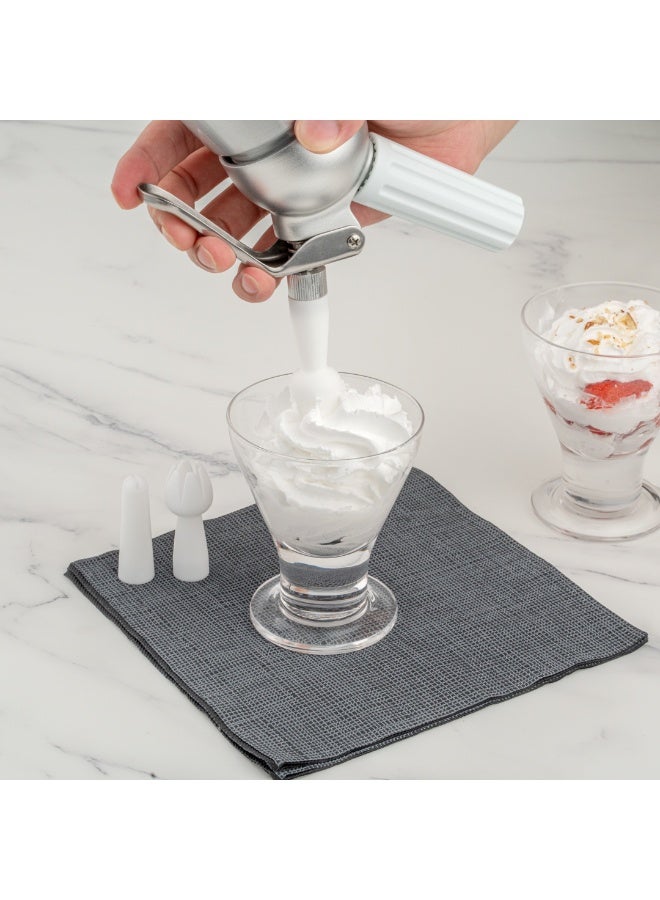 Restaurantware Whip Tek 0.5 Liter Whipped Cream Dispenser, 1 Durable Whipped Cream Maker - Cartridges Sold Separately, 3 Decorator Tips Included, Aluminum Whipped Cream Canister, Professional, - Image 5