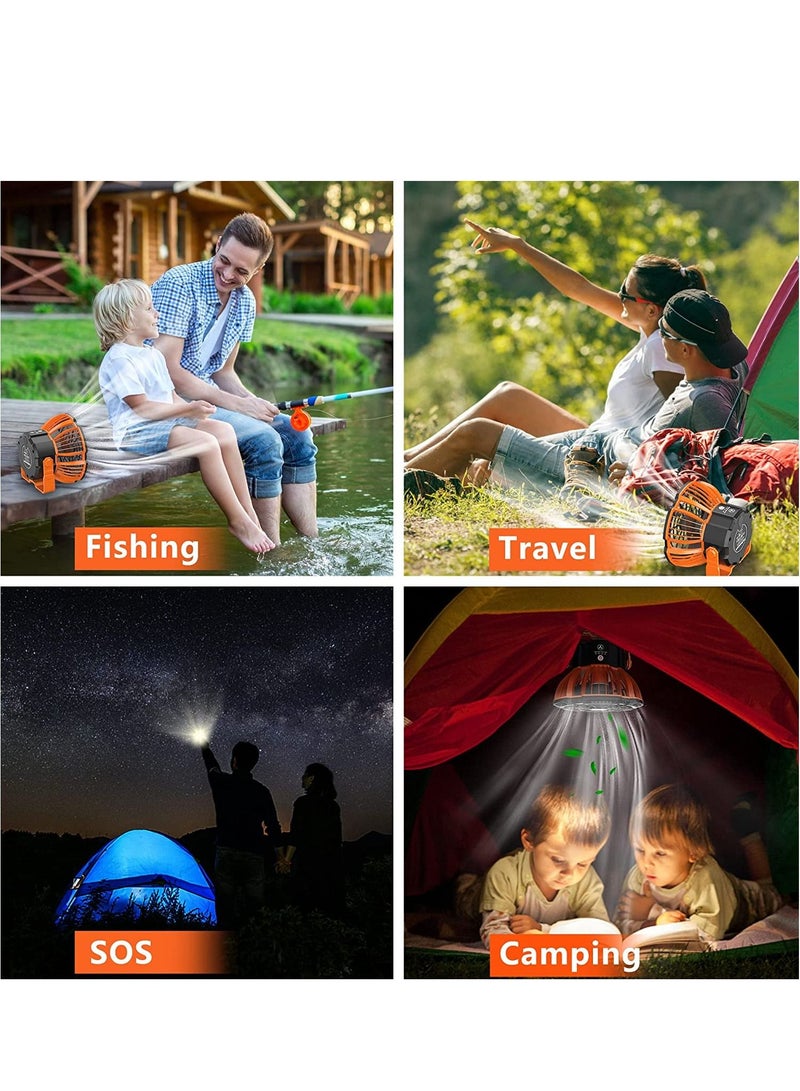 WAMBORY Camping Fan with LED Lantern Outdoor Fan Rechargeable Battery Ceiling Tent Fan - Image 5