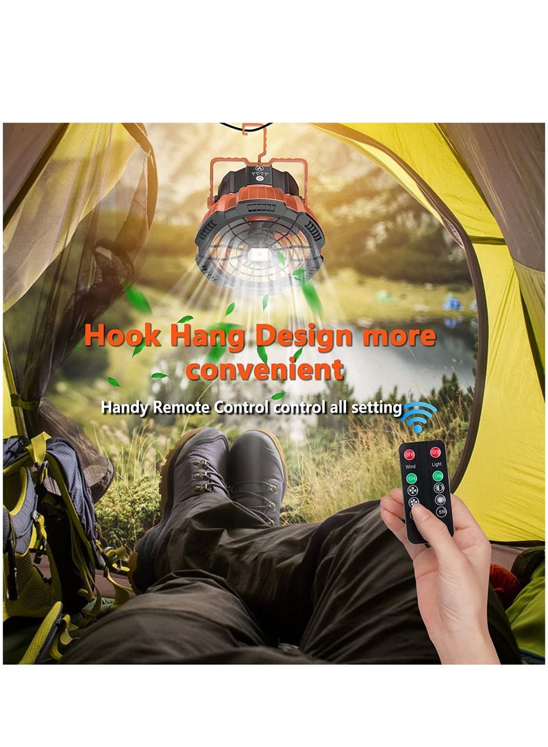 WAMBORY Camping Fan with LED Lantern Outdoor Fan Rechargeable Battery Ceiling Tent Fan - Image 4