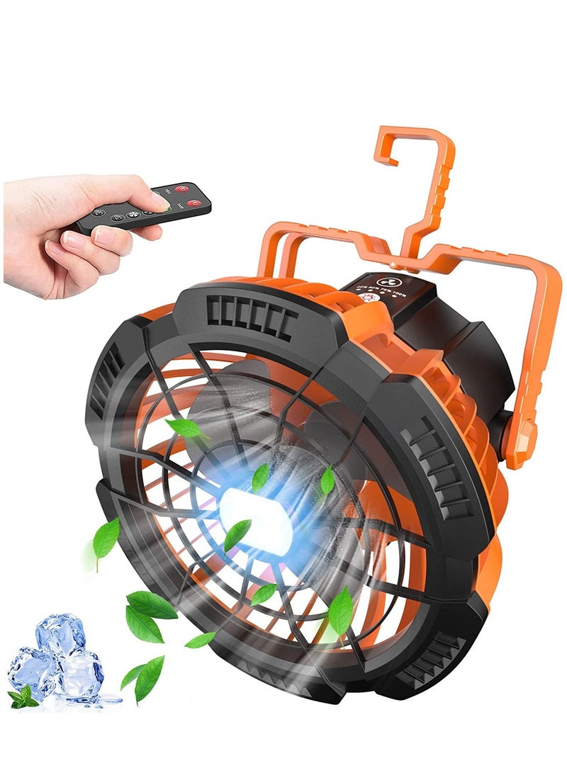 WAMBORY Camping Fan with LED Lantern Outdoor Fan Rechargeable Battery Ceiling Tent Fan - Image 1