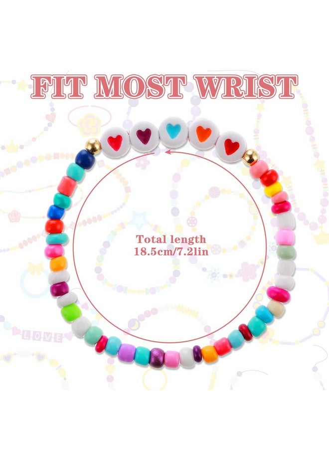 Prasacco 12 Pcs Friendship Bracelets Colorful Beads Bracelets Love Heart Bracelets Letter Beads Bracelets Motivational Bracelets For Woman Adults  - Image 2