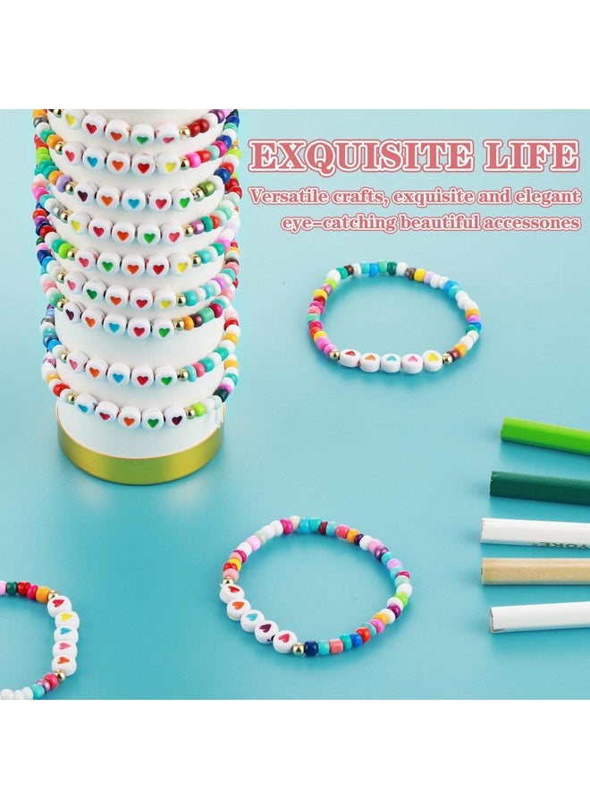 Prasacco 12 Pcs Friendship Bracelets Colorful Beads Bracelets Love Heart Bracelets Letter Beads Bracelets Motivational Bracelets For Woman Adults  - Image 3