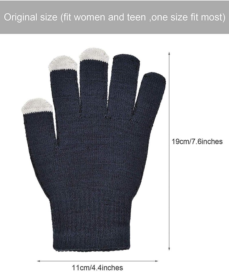 Pangda 12 Pairs Winter Touch Screen Gloves for Men Women Stretch Knitted Texting Gloves Warm Windproof Solid Color Mittens - Image 3