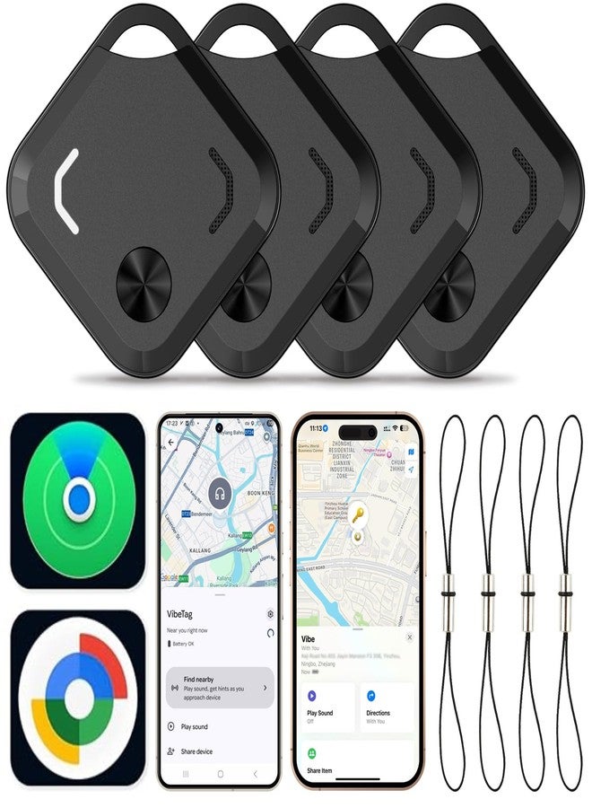 Reyke GPS Tracker, Smart Tag & Key Finder for Keys, Luggage and Suitcases, IP66 Waterproof, Wallet Tracker, Compatible with iOS & Android, 4-Pack Black - Image 1