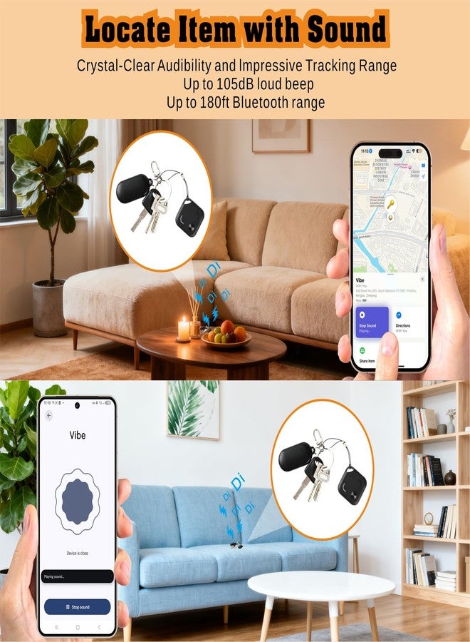Reyke GPS Tracker, Smart Tag & Key Finder for Keys, Luggage and Suitcases, IP66 Waterproof, Wallet Tracker, Compatible with iOS & Android, 4-Pack Black - Image 3
