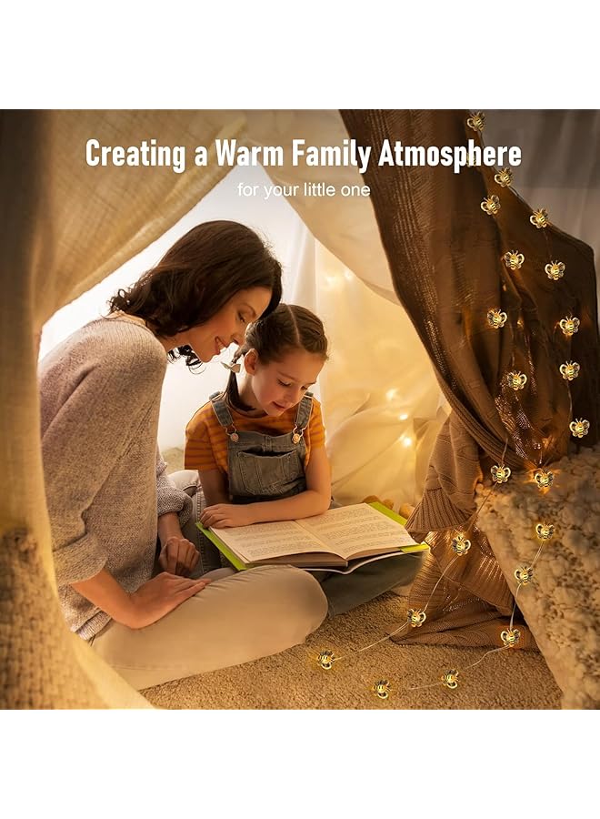 erorex Bee Lights Decor 10Ft 30 Led Cute Battery Operated Bee String Fairy Lights Gifts For Women Kids Girls Bee Decorative String Lights For Bedroom Plants Patio Party Wedding - Image 5