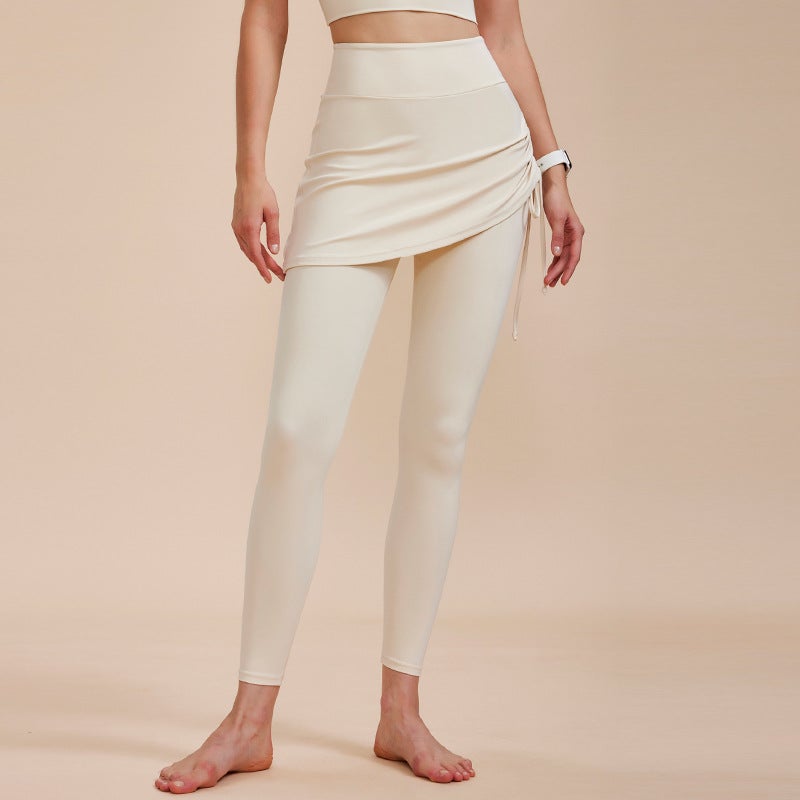 Autumn Yoga Pants Skirt Plus Size High Waist Sports Milky White  - Image 1