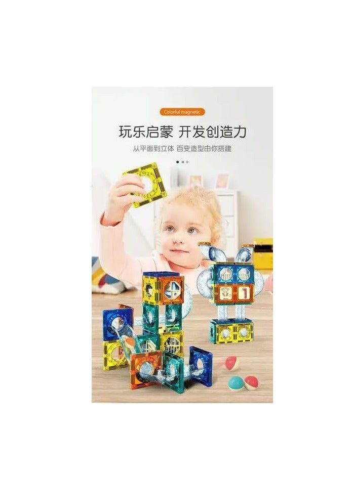 Diy Colorful Magnetic Plastic Building Blocks Set Help Develop Children'S Imagination, 42 Piece Set - Multi Color - Image 3