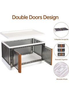 RENVA RENVA Storage Bins with Lids Collapsible Storage Bins Clear Black Wardrobe Closet Organizer FoldableMoveable Plastic Storage  - Image 4