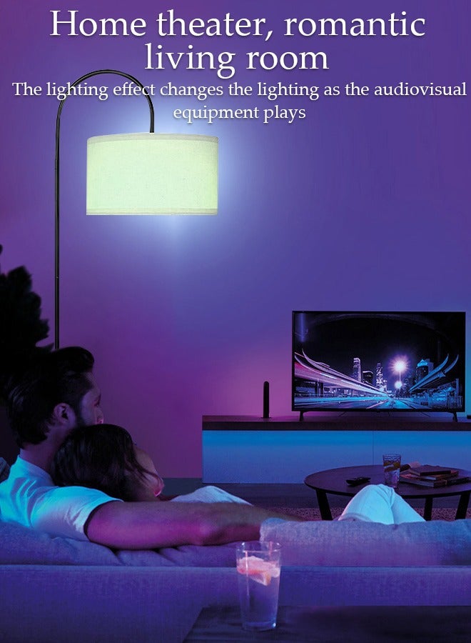 DUNISO مصابيح أرضية لغرفة المعيشة وغرفة النوم، مصباح قائم LED ذكي RGB مع تطبيق وجهاز تحكم عن بعد، مصباح طويل حديث للمكتب والمنزل والحضانة والفندق، مصباح عمود مع عاكس الضوء باللون البيج للقراءة  - Image 5