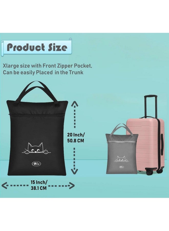 Lify Nylon 4Pcs Large (20 X 15 Inch) Travel Laundry Bag Water-Resistant Wet Dry Washable Dirty Clothes Drawstring Bathing Suit Workout (Aqua Blue (2Pcs) + Navy ) - Image 2