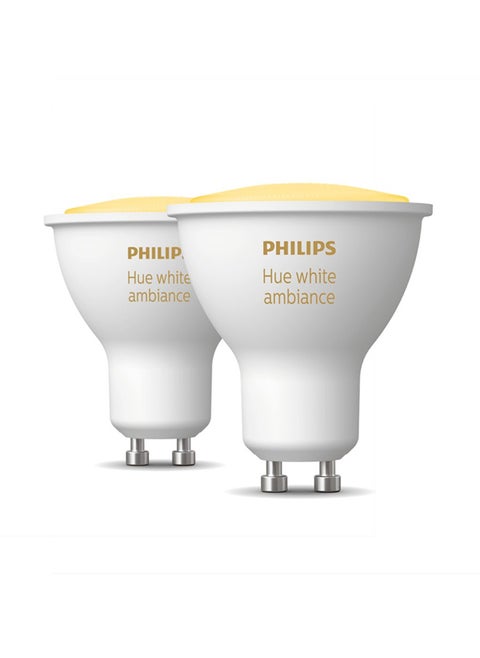 Philips Hue White Ambiance Smart Light Bulb 2 Pack [GU10 Spot] With Bluetooth. Works with Alexa, Google Assistant and Apple Homekit.