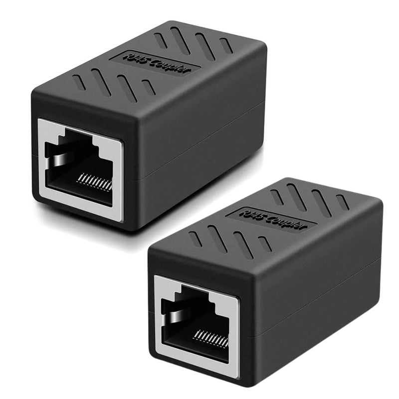 COOLCOLD (2-Pack RJ45 Ethernet Coupler Cat7, Cat6 Cat5e LAN Coupler Ethernet Extender Adapter Extension Jointer Extending The Lan Cables Female to Female Connector - Black - Image 1