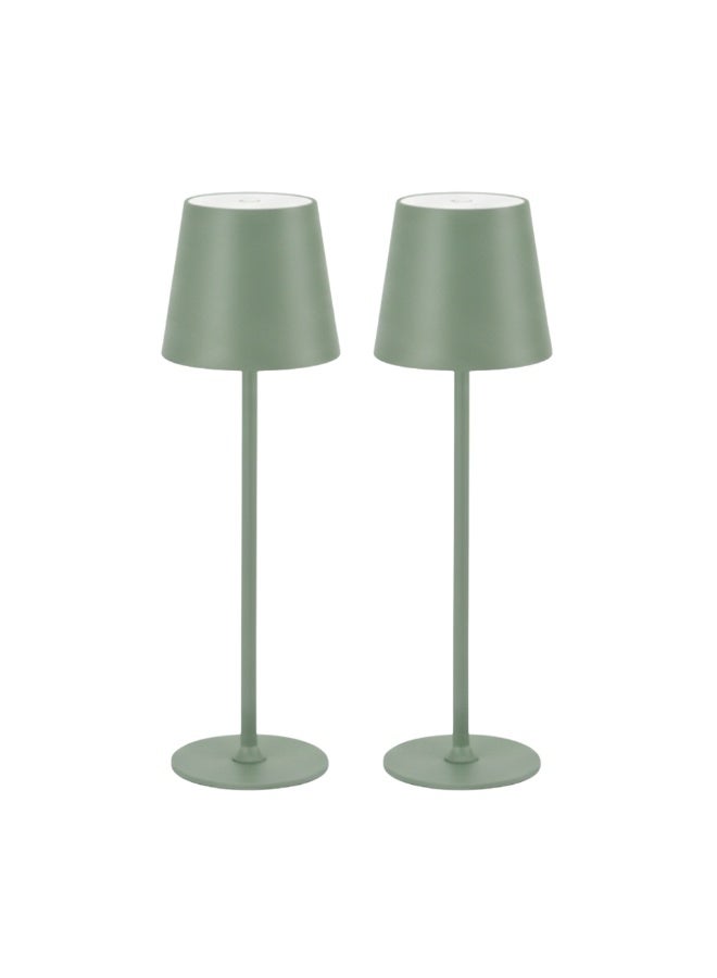 zentora 2 Pack Cordless Table Lamp, Rechargeable Green Desk lamp 5000mAh Battery Operated Table Light 3 Color Diming Metal Shell Touch Lamps for Bedrooms Restaurant Bedroom Bars Party. (Green) - Image 1