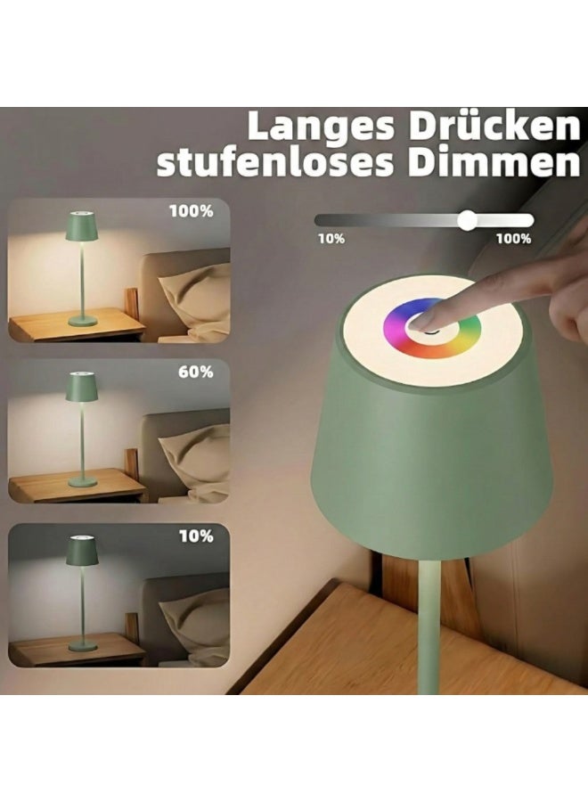 zentora 2 Pack Cordless Table Lamp, Rechargeable Green Desk lamp 5000mAh Battery Operated Table Light 3 Color Diming Metal Shell Touch Lamps for Bedrooms Restaurant Bedroom Bars Party. (Green) - Image 3
