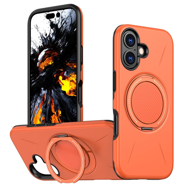 erorex For Iphone 17 Magnetic Magsafe Rotation Holder Pc Phone Case(Orange) - Image 1