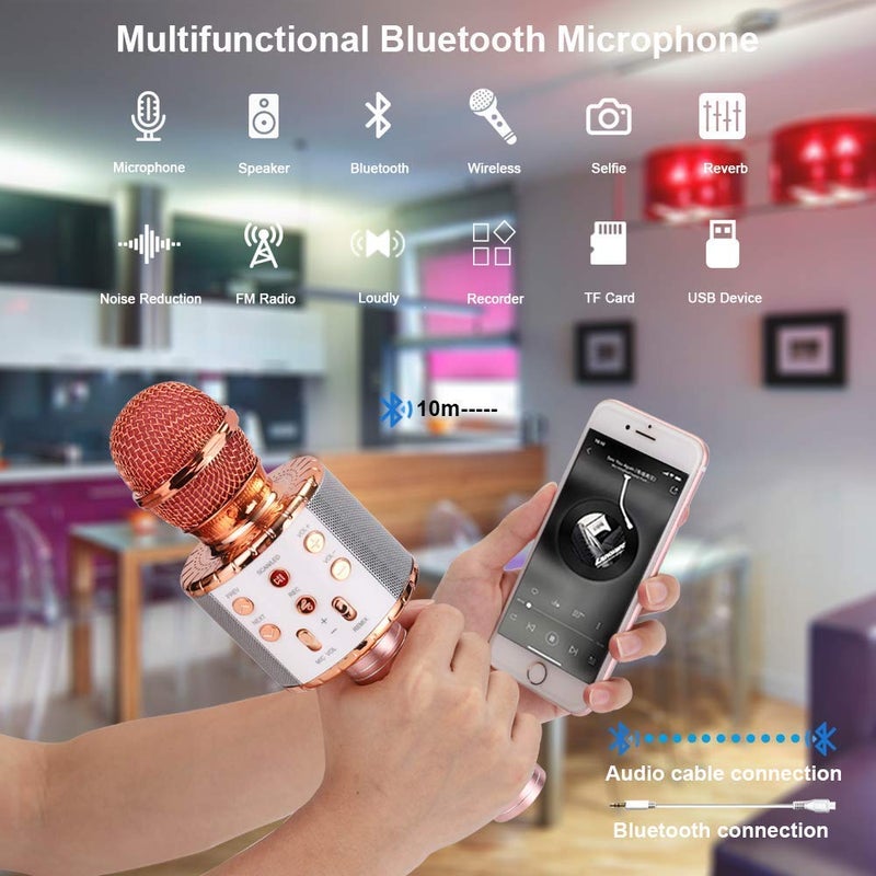 Madon Wireless Karaoke Microphone Bluetooth Handheld Speaker Home Party Player Christmas Birthday Gift For Kids Multi Color - Image 3