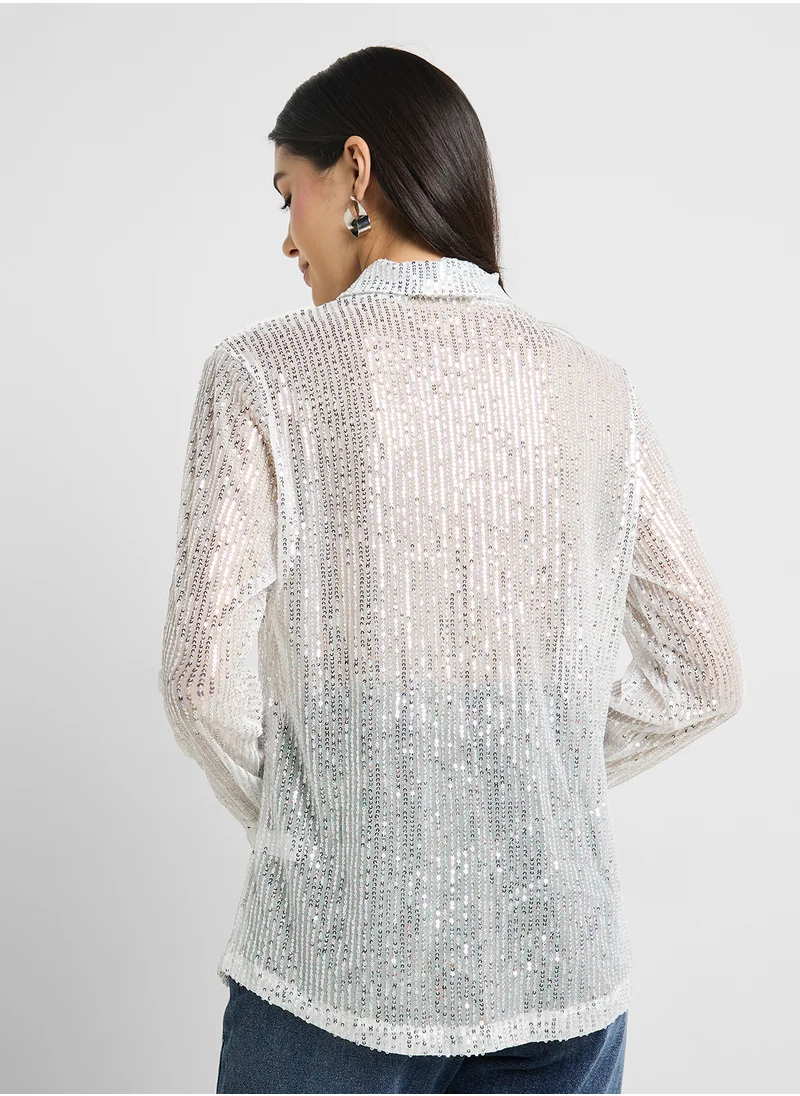 Ginger Sequin Embellished Button Down Shirt