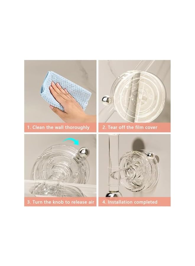 S-TOP Suction Cup Door Handles with No Drilling Installation, Waterproof Strong Hold Pull Knobs for Windows, Sliding Doors, Bathroom, Kitchen, Easy Removable and Reusable Pulls (2 Pieces,Transparent) - Image 3