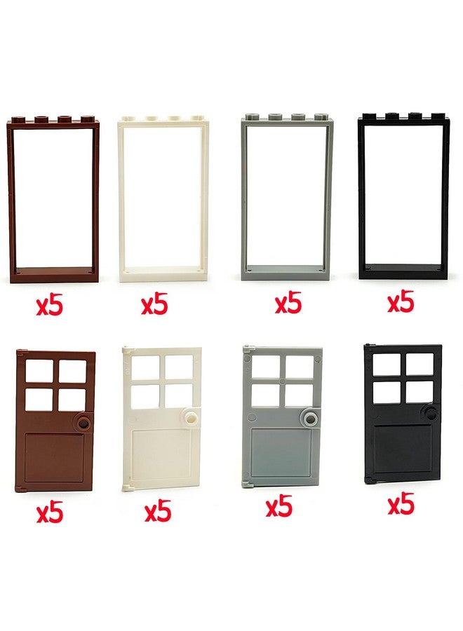 ZHX 40PCS Doors and Frame Building Block Toys for MOC Creative House Brick Accessories Compatible with Classic Bricks Building Toy for Kids(20 Set)  - Image 5